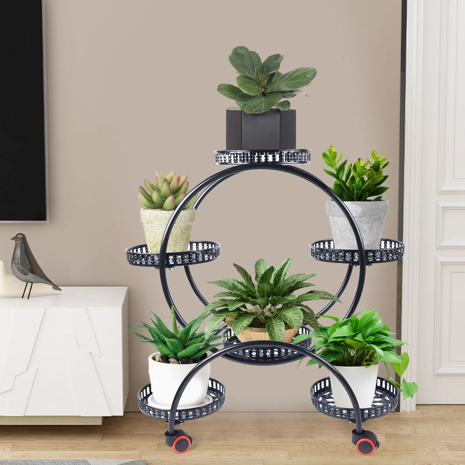 Metal Plant Stand with Wheels | 6-Tier Flower Pot Holder for Indoor & Outdoor Decoration 3