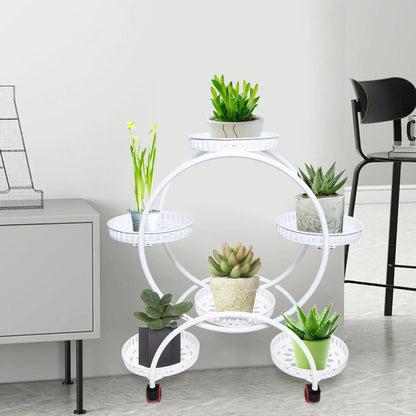 Metal Plant Stand with Wheels | 6-Tier Flower Pot Holder for Indoor & Outdoor Decoration 4