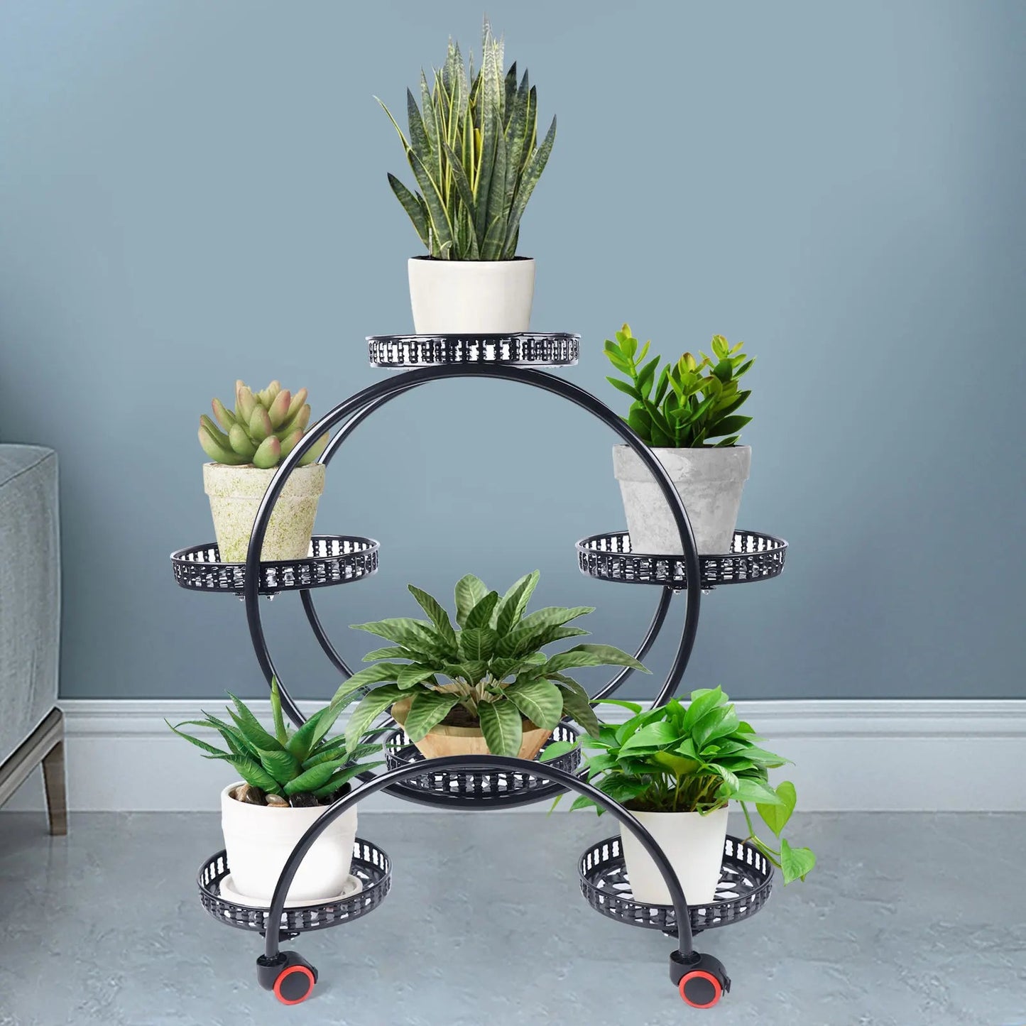 Metal Plant Stand with Wheels | 6-Tier Flower Pot Holder for Indoor & Outdoor Decoration 5