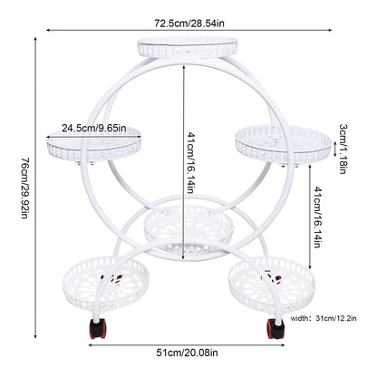 Metal Plant Stand with Wheels | 6-Tier Flower Pot Holder for Indoor & Outdoor Decoration 6