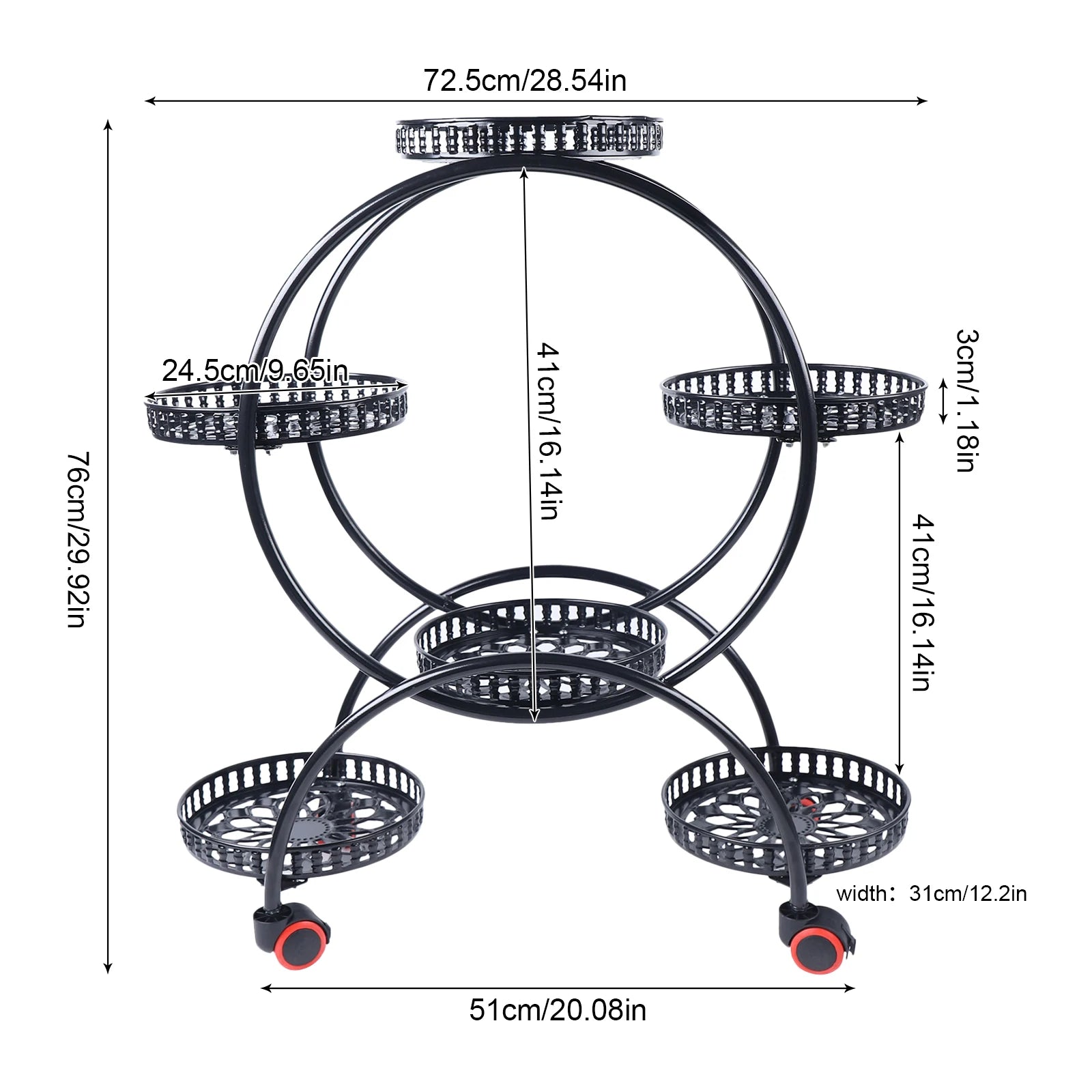 Metal Plant Stand with Wheels | 6-Tier Flower Pot Holder for Indoor & Outdoor Decoration 7