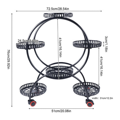 Metal Plant Stand with Wheels | 6-Tier Flower Pot Holder for Indoor & Outdoor Decoration 7