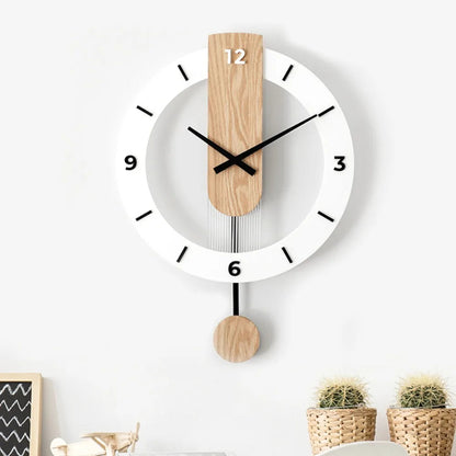 Minimalist Pendulum Wall Clock | Modern Acrylic & Wood Design 1