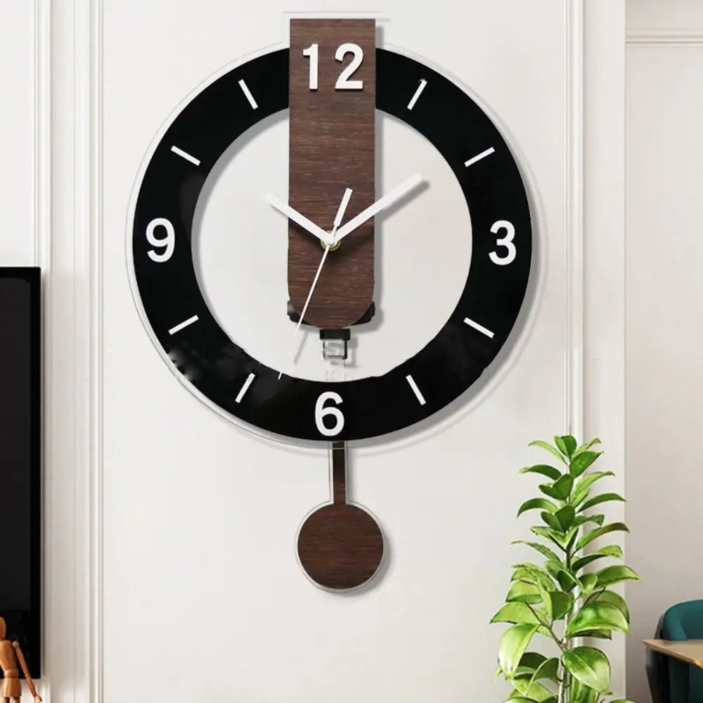 Minimalist Pendulum Wall Clock | Modern Acrylic & Wood Design 2