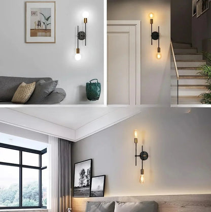 Modern 2-Light Ceiling Lamp | Black & Gold Flush Mount Chandelier 3