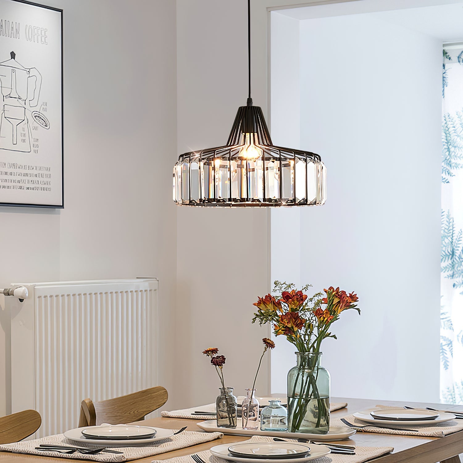 Modern Black Crystal Pendant Light | Elegant Hanging Fixture 0