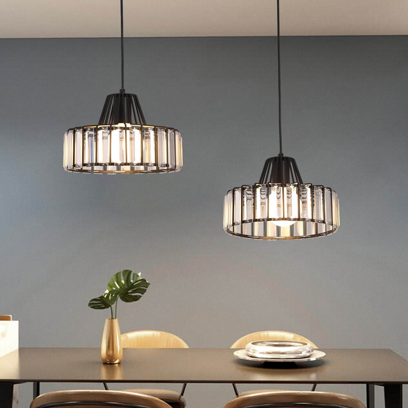 Modern Black Crystal Pendant Light | Elegant Hanging Fixture 1