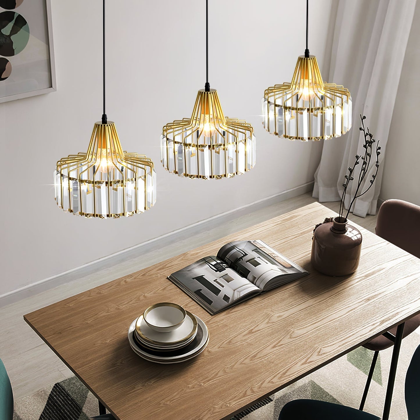 Modern Black Crystal Pendant Light | Elegant Hanging Fixture 10