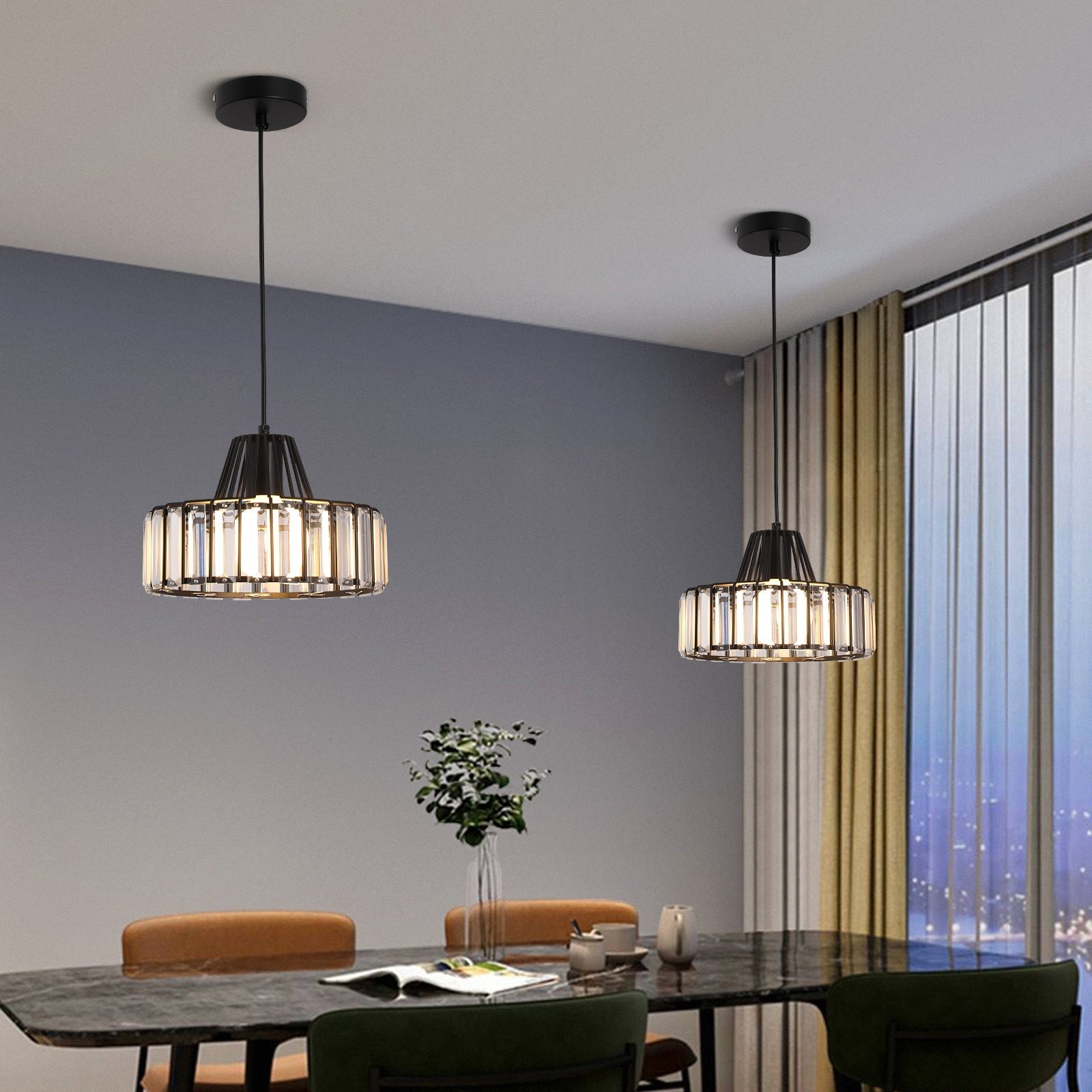 Modern Black Crystal Pendant Light | Elegant Hanging Fixture 5