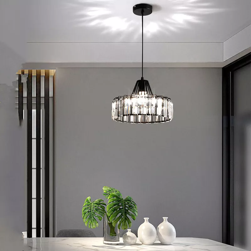 Modern Black Crystal Pendant Light | Elegant Hanging Fixture 7