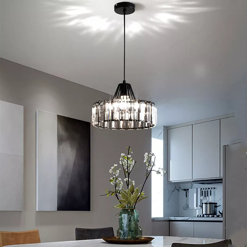Modern Black Crystal Pendant Light | Elegant Hanging Fixture 8