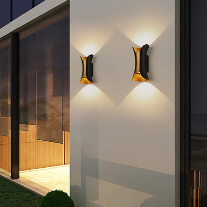 Modern Black & Gold Wall Light | Waterproof LED Up & Down Lamp 0