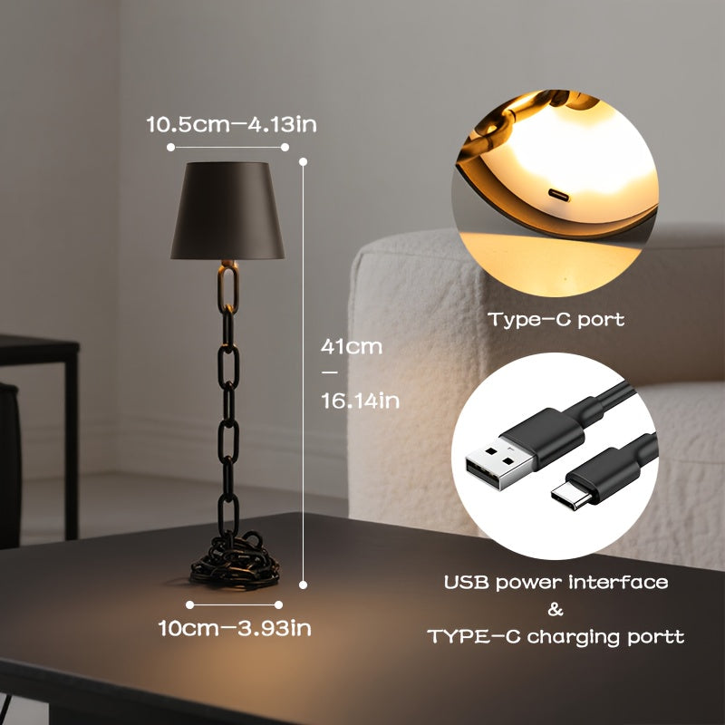 Modern Chain-Link Table Lamp | Rechargeable Touch LED Light 5