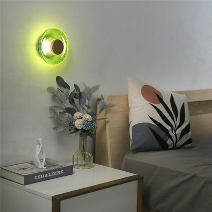 Modern Coloured Glass Wall Lamp | Textured LED Disc Light 1
