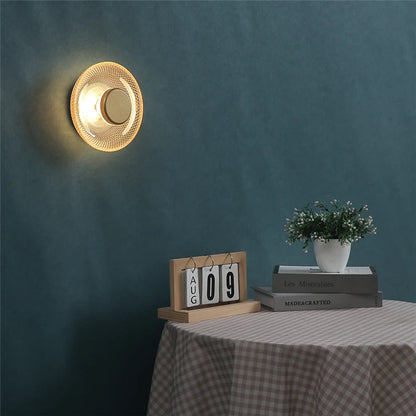 Modern Coloured Glass Wall Lamp | Textured LED Disc Light 2