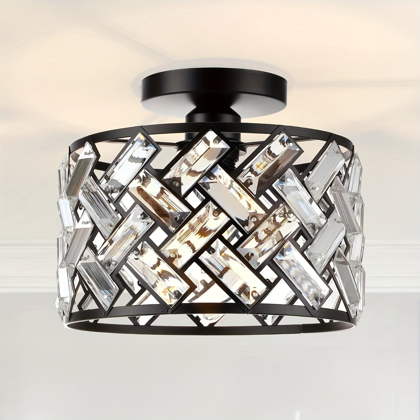 Modern Crystal Semi Flush Mount Ceiling Light | Elegant Decorative Fixture 0