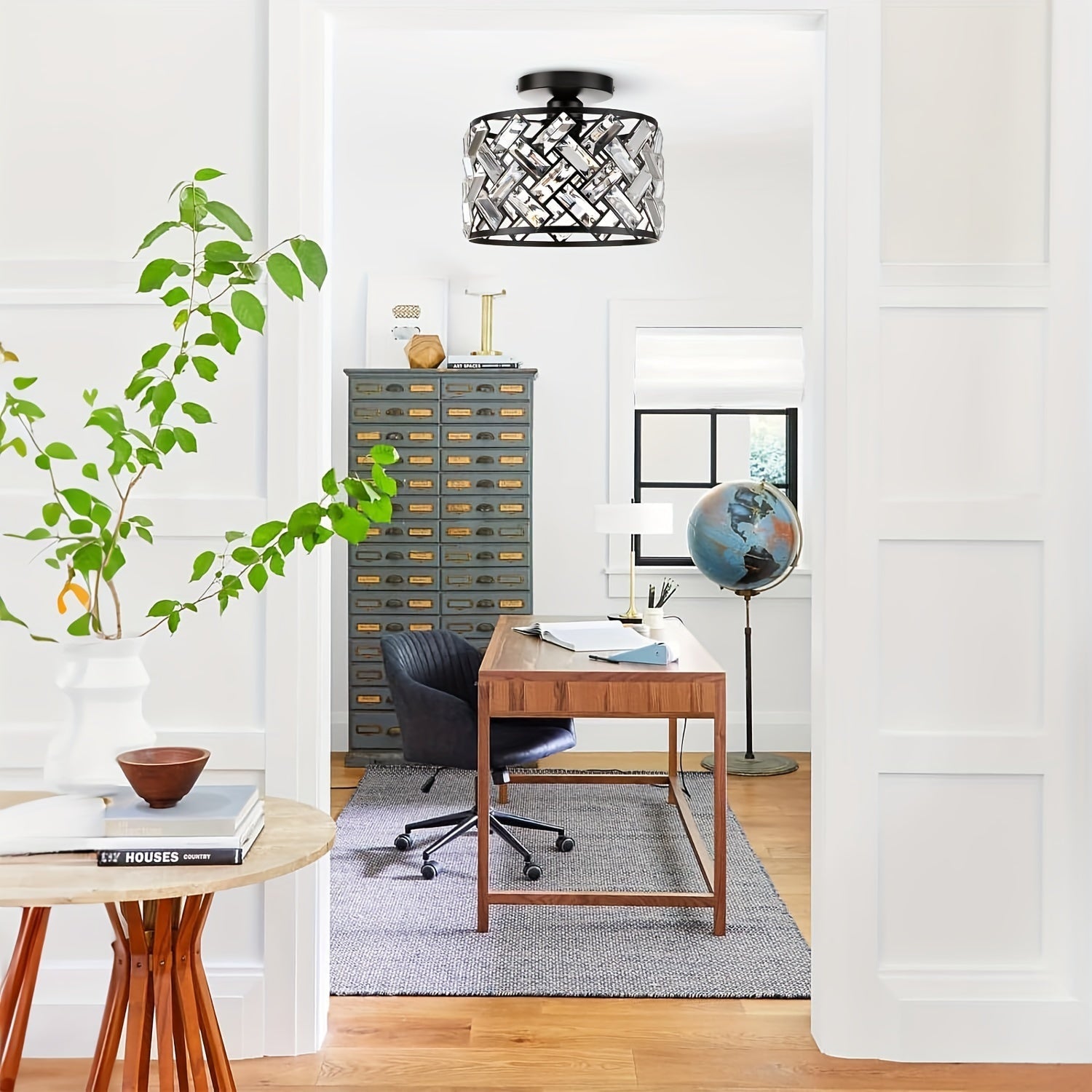 Modern Crystal Semi Flush Mount Ceiling Light | Elegant Decorative Fixture 2