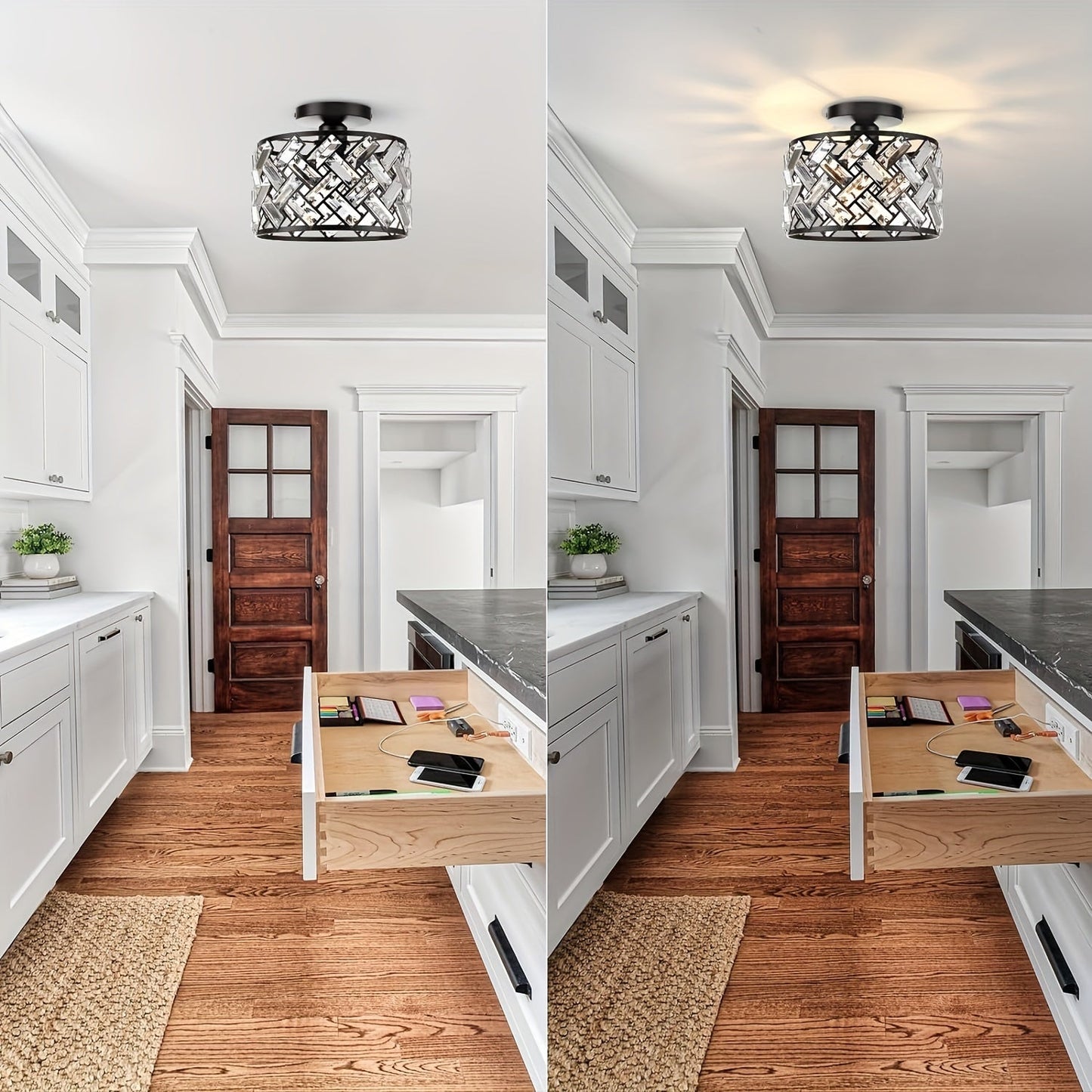Modern Crystal Semi Flush Mount Ceiling Light | Elegant Decorative Fixture 4