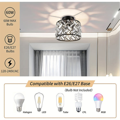 Modern Crystal Semi Flush Mount Ceiling Light | Elegant Decorative Fixture 5