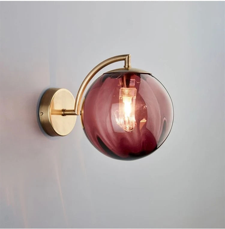 Modern Glass Ball Wall Lamp | Brass & Tinted Glass Design 0