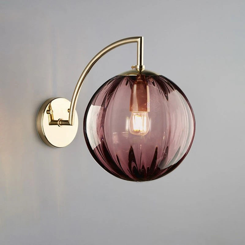 Modern Glass Ball Wall Lamp | Brass & Tinted Glass Design 1