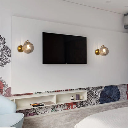 Modern Glass Ball Wall Lamp | Brass & Tinted Glass Design 5