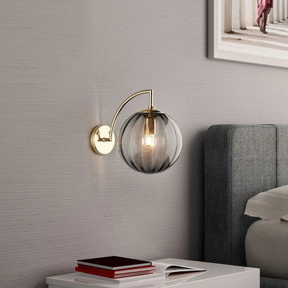 Modern Glass Ball Wall Lamp | Brass & Tinted Glass Design 6