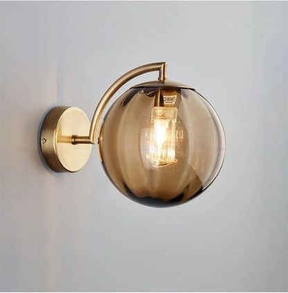 Modern Glass Ball Wall Lamp | Brass & Tinted Glass Design 9