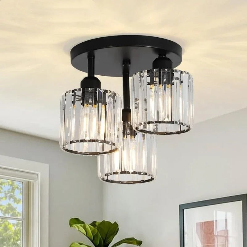 Modern Gold Luxury Crystal Ceiling Light | 3-Light Semi Flush Mount 0