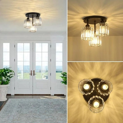 Modern Gold Luxury Crystal Ceiling Light | 3-Light Semi Flush Mount 5