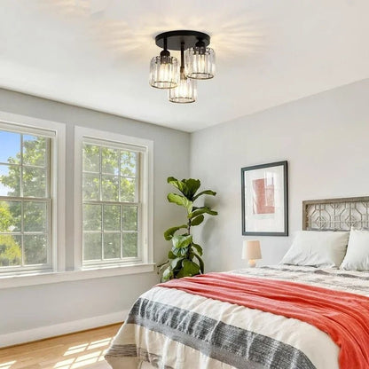 Modern Gold Luxury Crystal Ceiling Light | 3-Light Semi Flush Mount 7