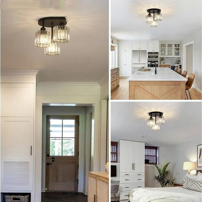 Modern Gold Luxury Crystal Ceiling Light | 3-Light Semi Flush Mount 8