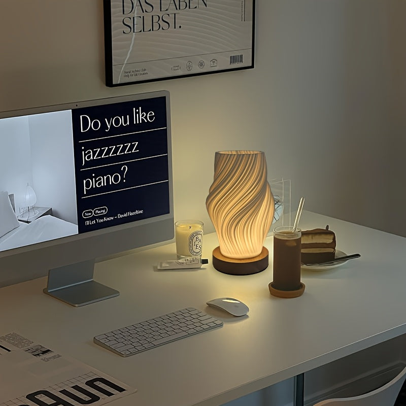 Modern LED Swirl Table Lamp | Minimalist Dimmable Bedside & Desk Light 3