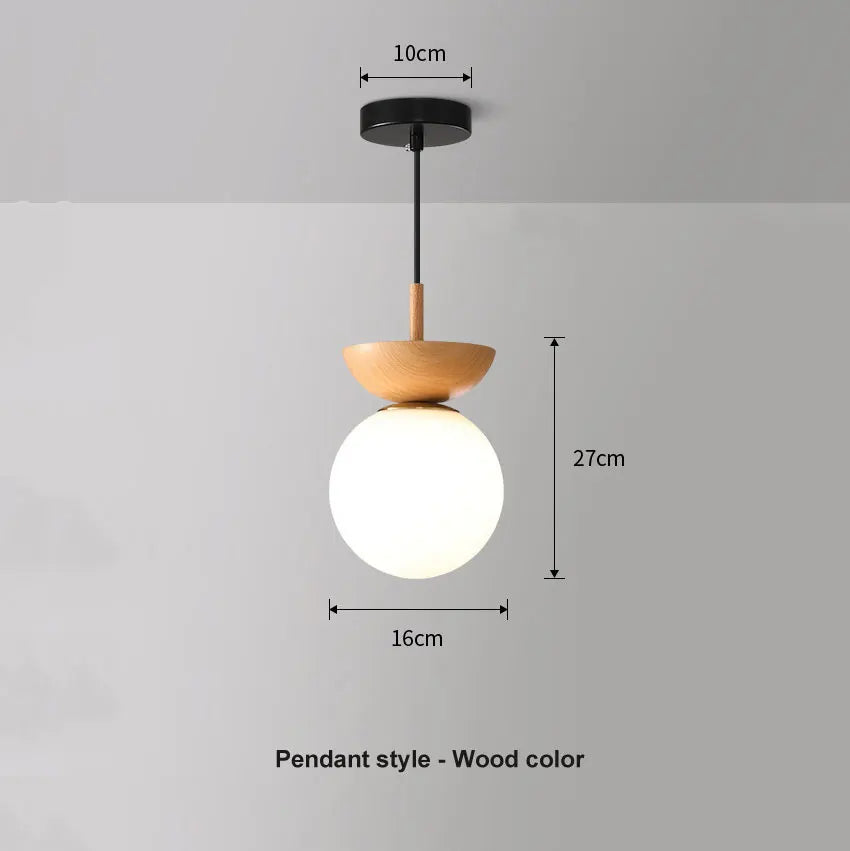 Modern Nordic Glass Ball Ceiling & Pendant Light | Wood Finish 0