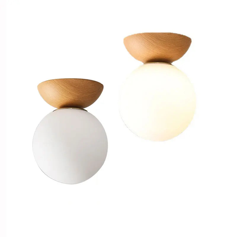 Modern Nordic Glass Ball Ceiling & Pendant Light | Wood Finish 4