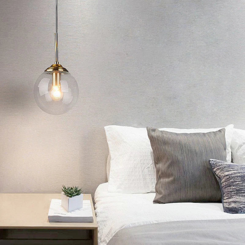 Modern Nordic Glass Globe Pendant Light | Amber, Smoke Grey, Clear Glass 0