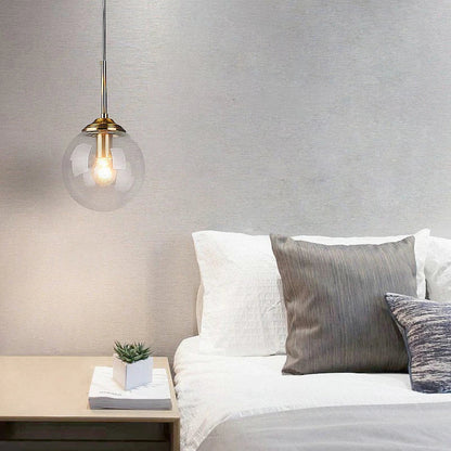 Modern Nordic Glass Globe Pendant Light | Amber, Smoke Grey, Clear Glass 0