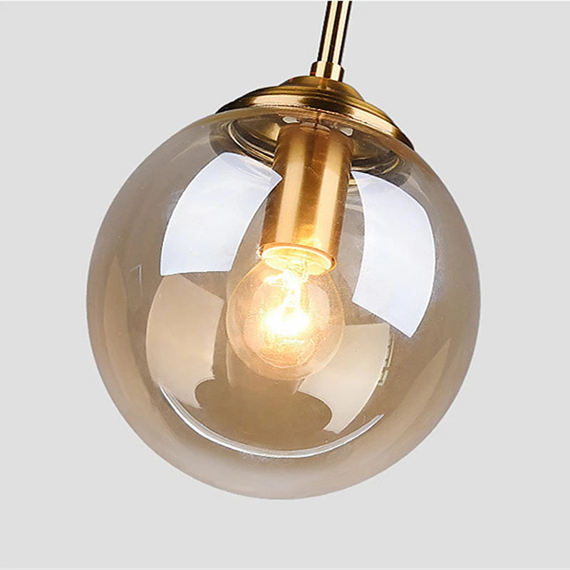 Modern Nordic Glass Globe Pendant Light | Amber, Smoke Grey, Clear Glass 5