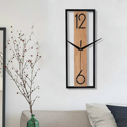 Modern Rectangular Wall Clock | Slim Wood Grain Frame Design 3