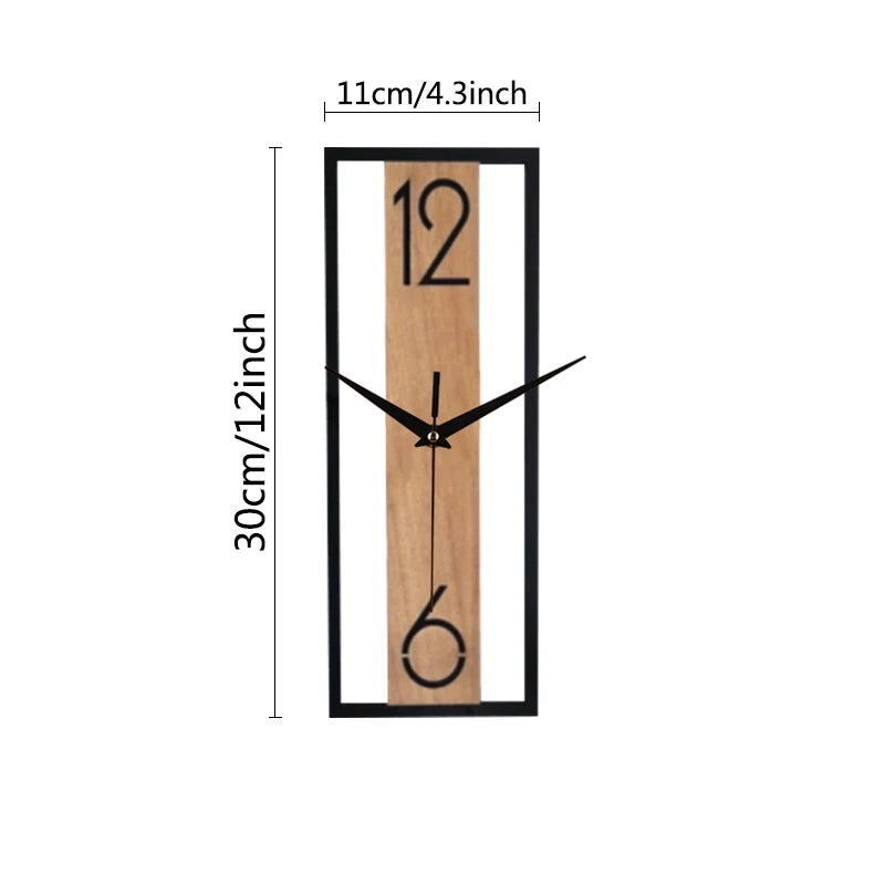 Modern Rectangular Wall Clock | Slim Wood Grain Frame Design 5