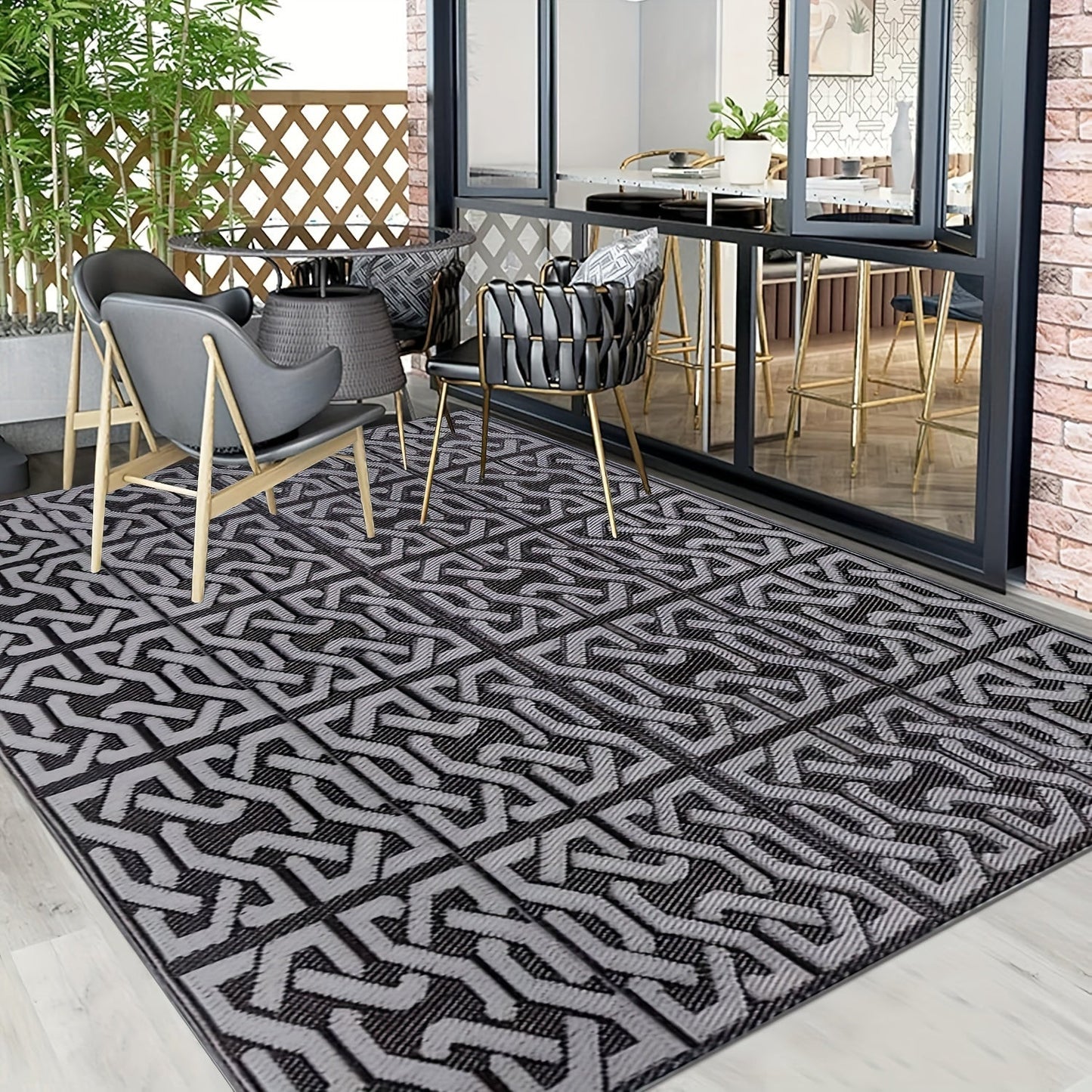 Modern Reversible Outdoor Rug | Durable Polypropylene Mat for Versatile Outdoor Use 0