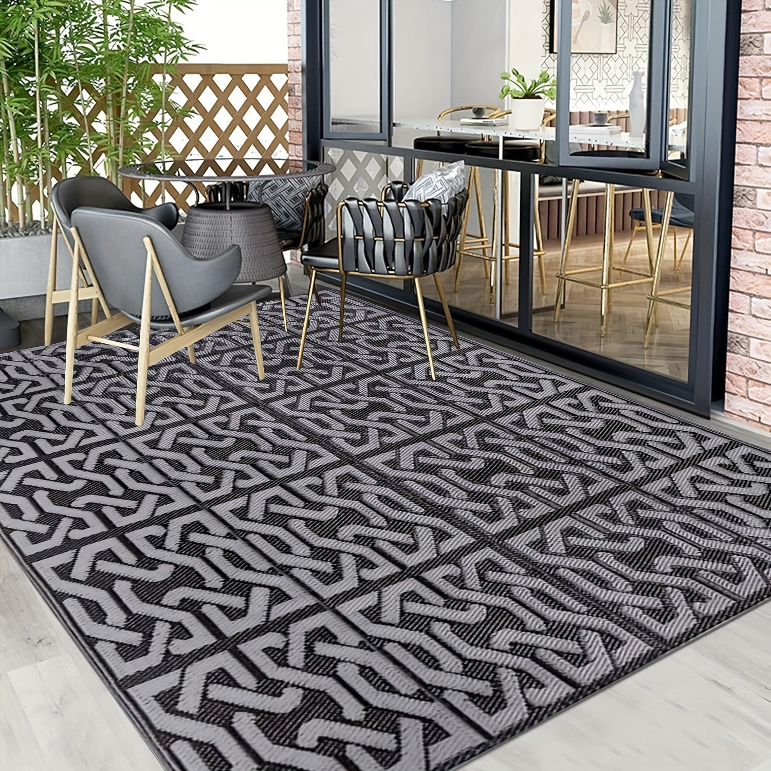 Modern Reversible Outdoor Rug | Durable Polypropylene Mat for Versatile Outdoor Use 0