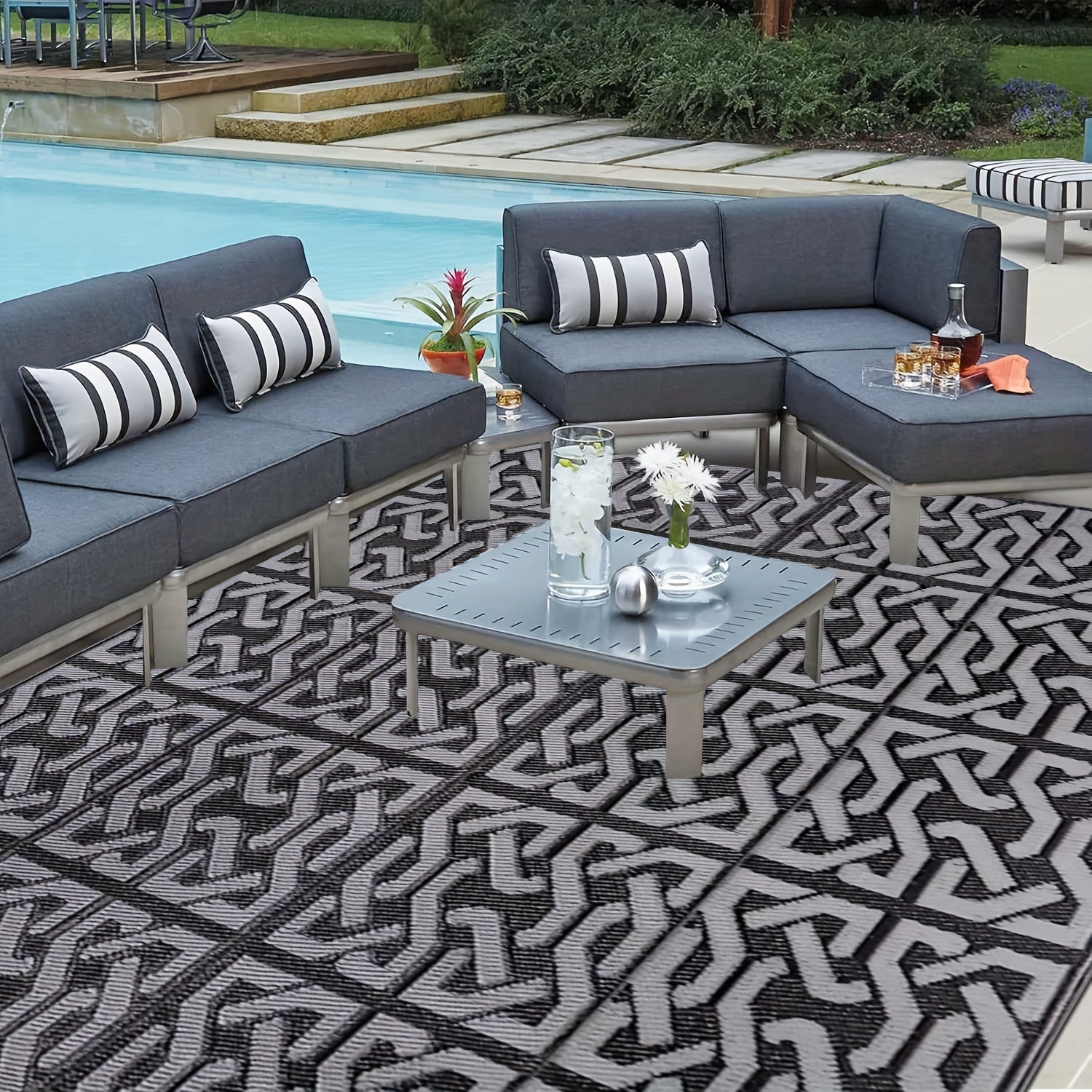Modern Reversible Outdoor Rug | Durable Polypropylene Mat for Versatile Outdoor Use 2