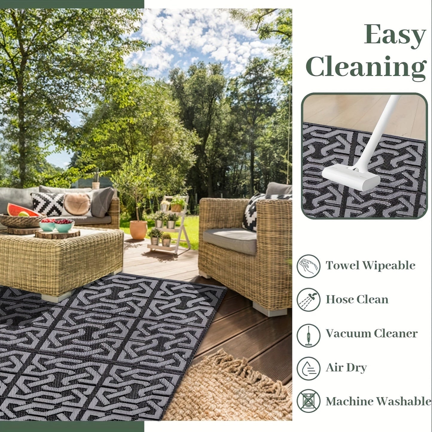Modern Reversible Outdoor Rug | Durable Polypropylene Mat for Versatile Outdoor Use 7