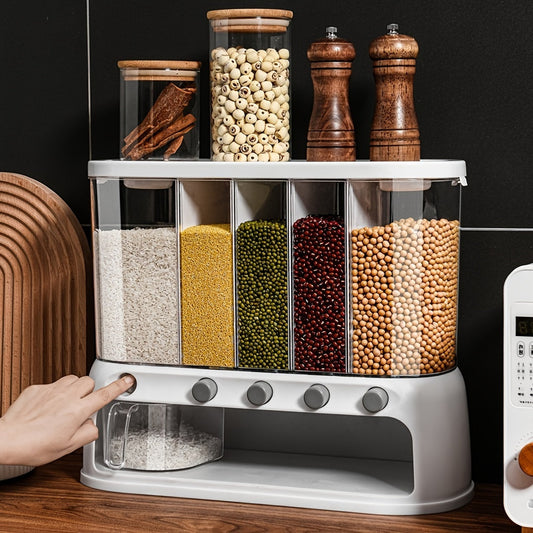 Multi-Compartment Kitchen Grain Storage Container | Airtight Pantry Organiser with Flip-Top Lid 0