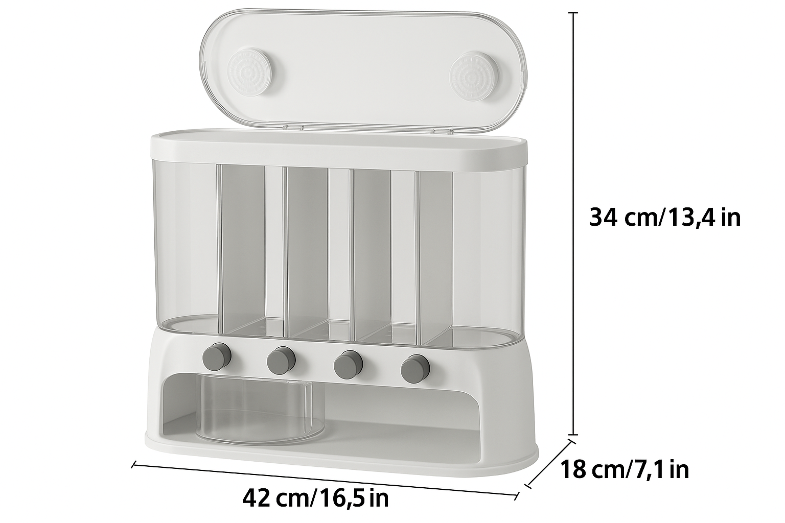 Multi-Compartment Kitchen Storage Container with Airtight Flip-Top Lid | Clear Pantry Organization for Fresh Dry Goods 4