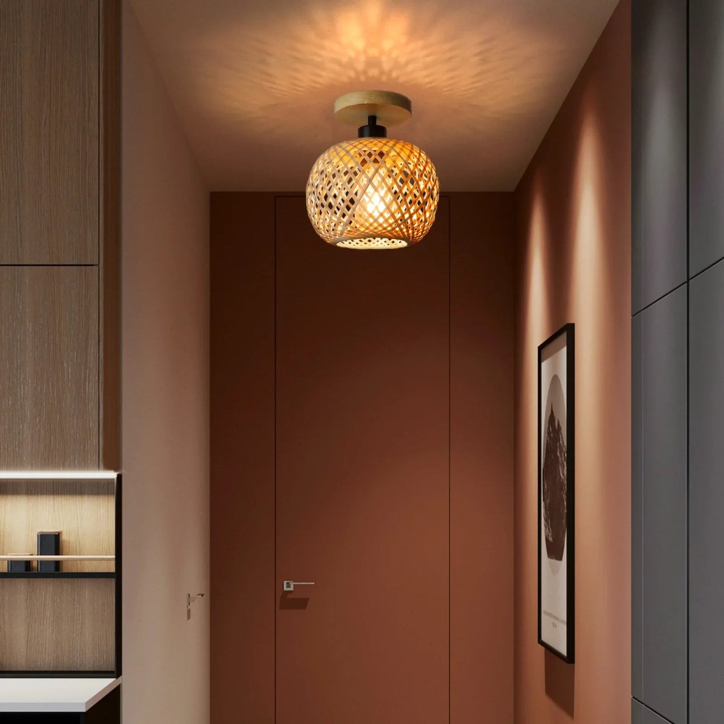 Natura Bamboo Ceiling Lamp | Handwoven Rattan LED Fixture 1