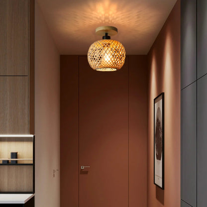 Natura Bamboo Ceiling Lamp | Handwoven Rattan LED Fixture 1