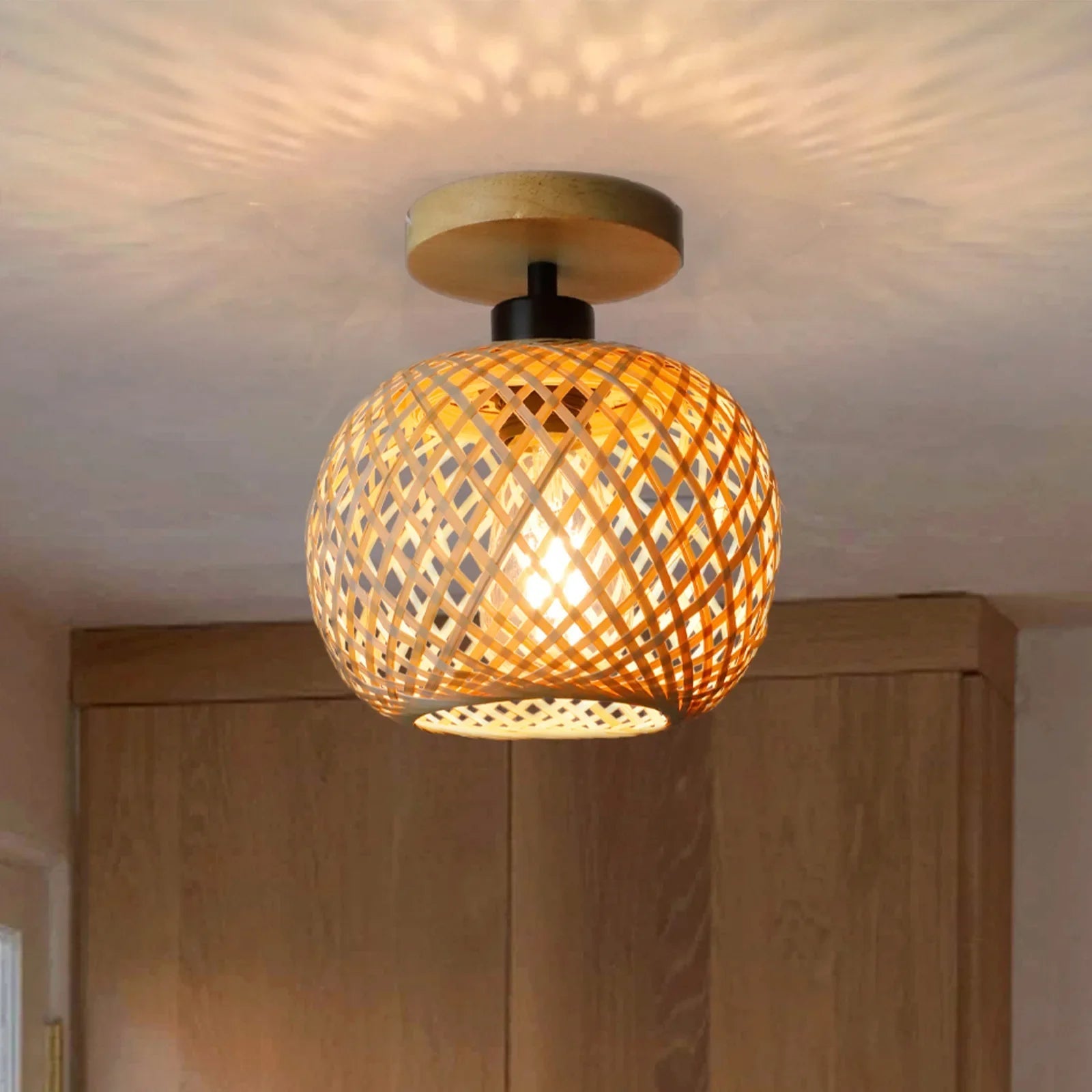 Natura Bamboo Ceiling Lamp | Handwoven Rattan LED Fixture 2
