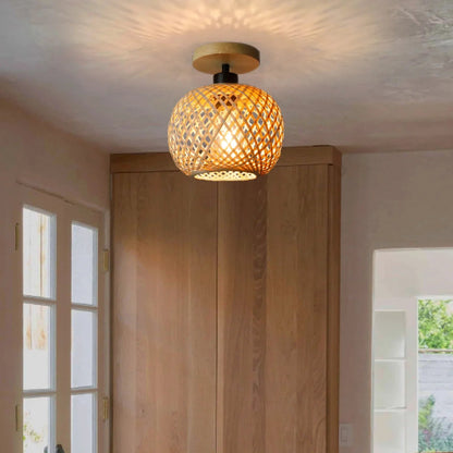 Natura Bamboo Ceiling Lamp | Handwoven Rattan LED Fixture 3